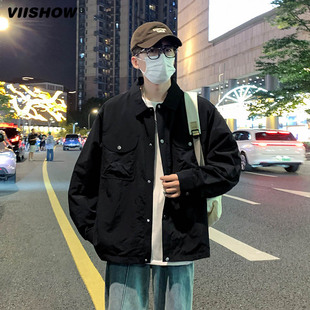 夹克 潮牌ins宽松上衣服休闲港风工装 韩版 VIISHOW牛仔外套男秋季