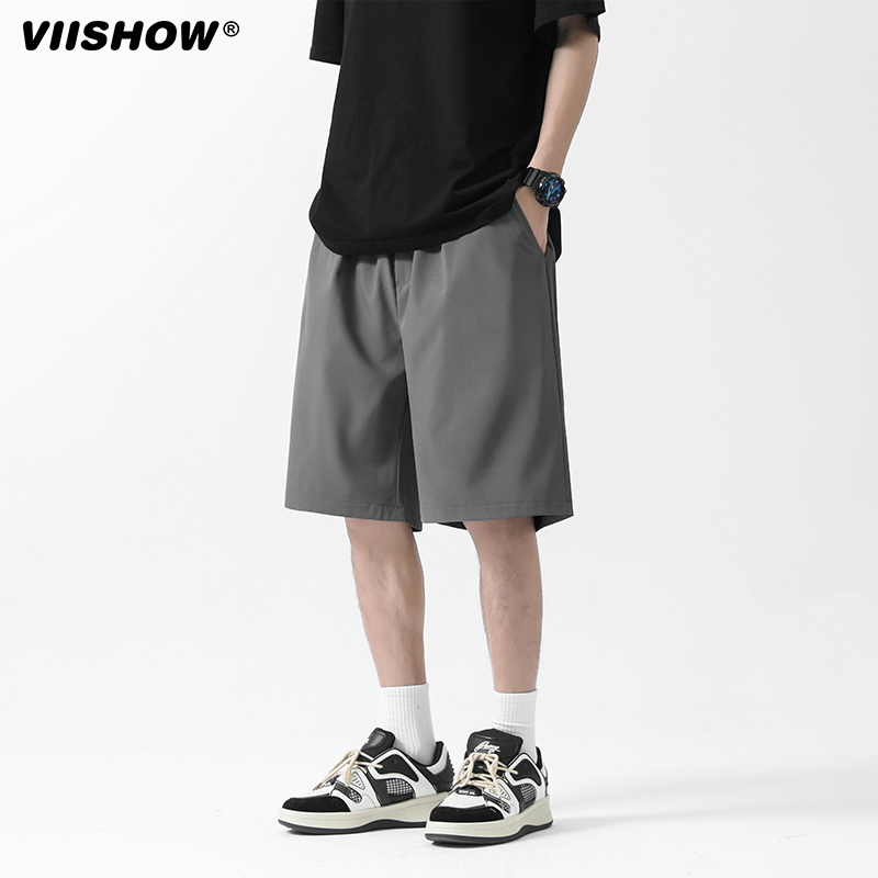 VIISHOW男士冰丝短裤夏季男款薄运动裤子外穿休闲五分裤卡其裤衩