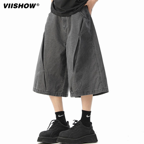 VIISHOW潮牌简约纯色冰感防晒短裤男夏季轻薄户外宽松运动五分裤