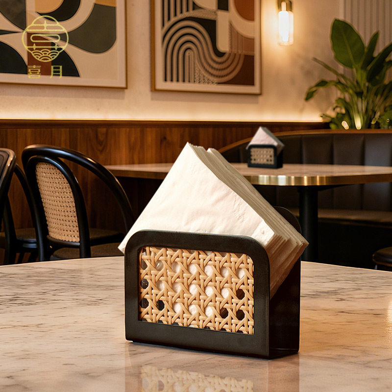 高档中古侘寂风藤面东南亚酒店会所餐厅餐桌纸巾架餐巾方形纸巾座,收纳整理,纸巾架,淘宝优惠券,粉丝福利购,淘宝优惠卷