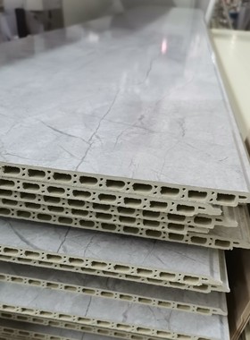 竹木纤维集成墙板光面灰色大理石纹全屋整装家装工装工厂定制直销