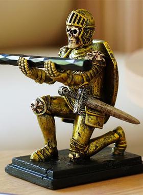 骷髅树脂笔座复古桌面摆件装饰