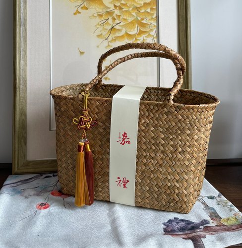 手编提篮传统工艺包装中式礼品蓝