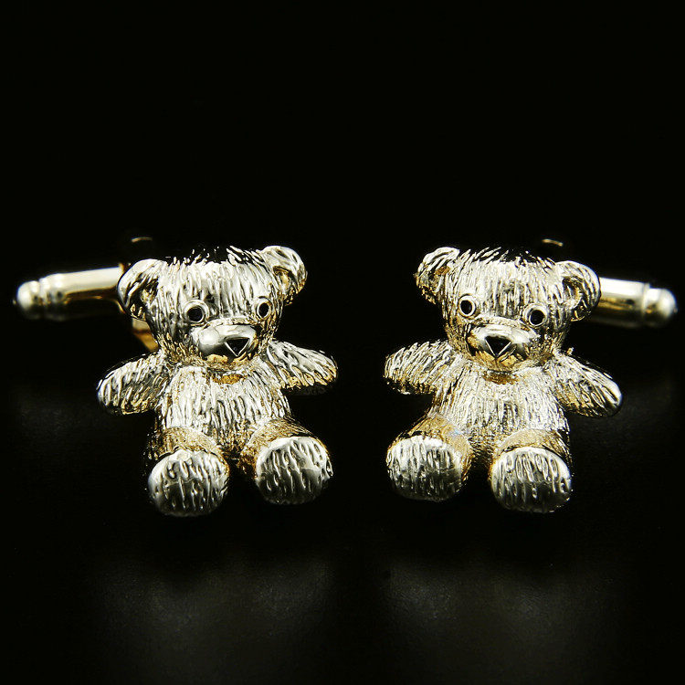 斯巴达 呆萌笨笨熊可爱小熊造型袖扣 法式衬衫袖钉衬衣男士袖口钉