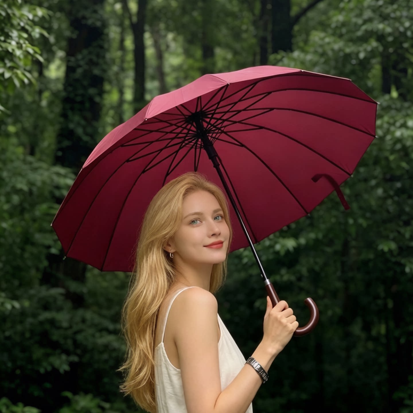 纯色抗风男女无玻纤16骨长柄伞晴雨伞自动商务伞学生伞印制广告伞