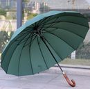 16骨升级强防风双层伞面Qiutong实木柄雨伞自动长柄伞加大晴雨伞