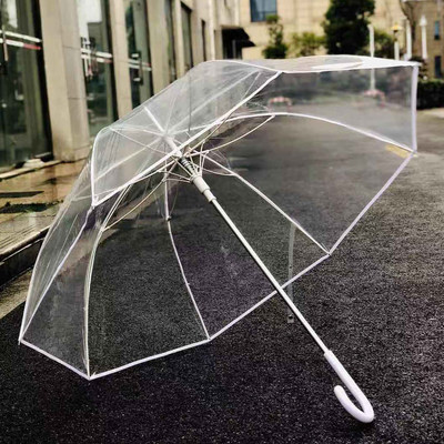 正品Qiutong可2-3人使用抗风铝中棒加大115cm伞面透明雨伞长柄透
