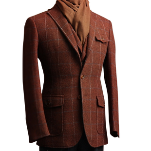 Eabri/驿泊秋冬季经典简洁款诺福克粗呢粗纺西装夹克