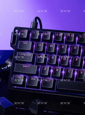 XVX黑色光棱键帽正刻雾透双色PBT原厂机械键盘帽光环字符透光6068