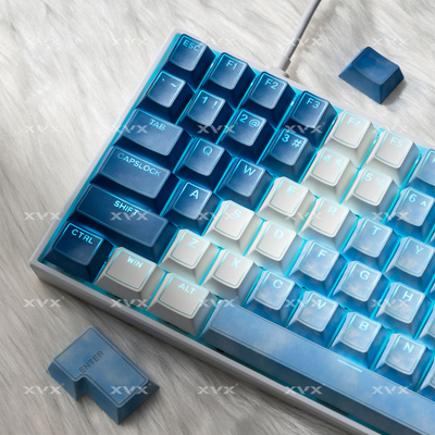 XVX雪女光棱键帽正刻雾透双色PBT原厂机械键盘帽光环字符透光6068