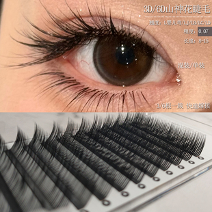 国风山神花睫毛嫁接3D6D短根1mm簇状山茶花L婴儿弯LJ/BCD新手美睫