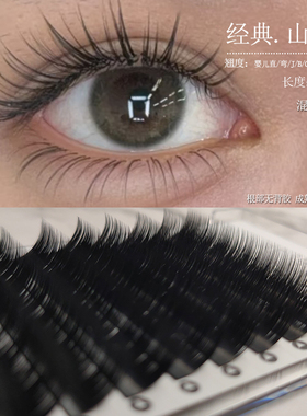 经典山茶花睫毛嫁接0.05/0.07单根无背胶手动开花成熟美睫师专用