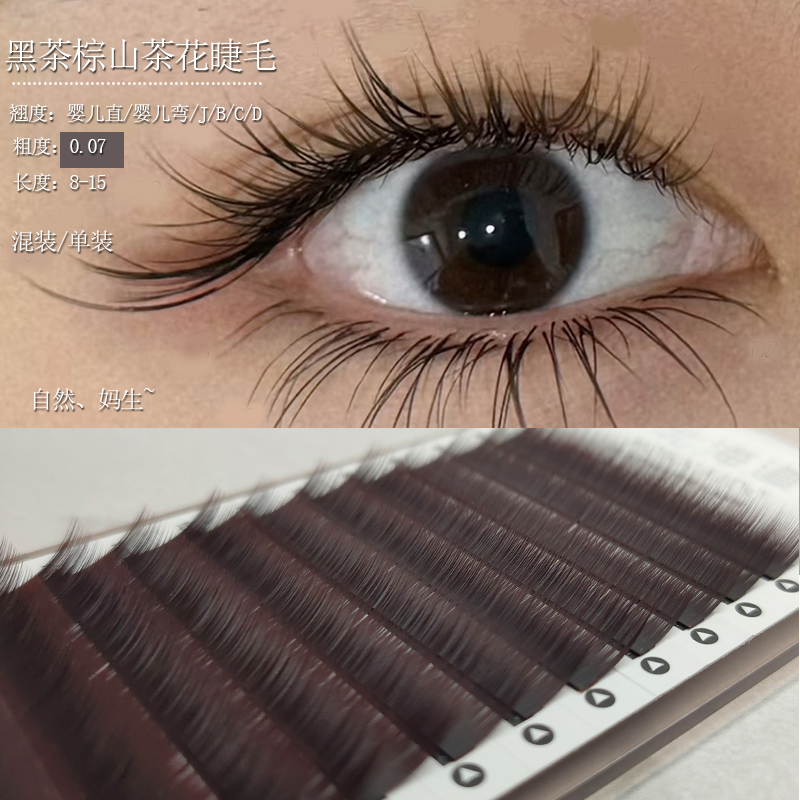 北海道黑茶色山茶花嫁接睫毛野生