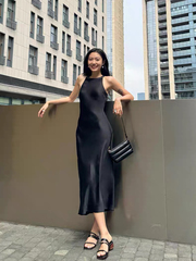 特价微瑕疵，原other女修身版型缎面光泽垂感无袖连衣裙夏季新品