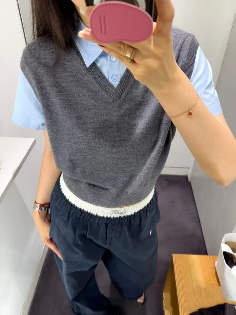 简约减龄羊毛背心假两件衬衫