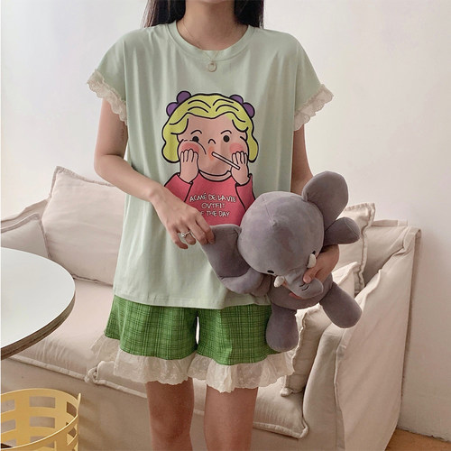 多巴胺女孩短袖短裤睡衣