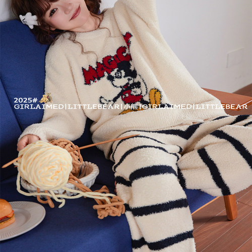 米奇条纹卡通日系套装秋冬季长袖