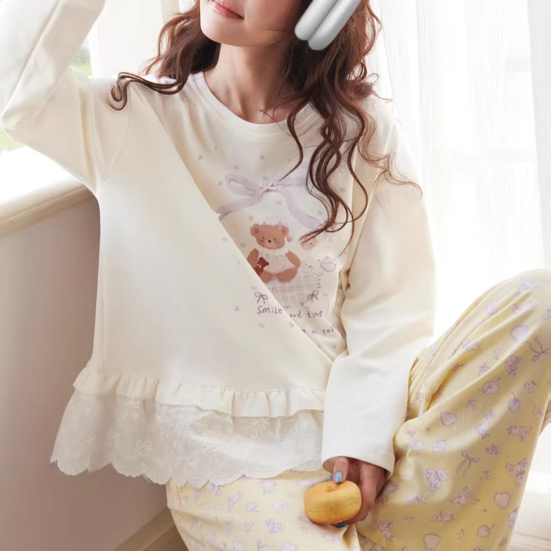 薰衣草花边卡通娃娃服日系女长袖