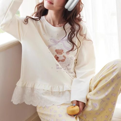 薰衣草花边卡通娃娃服日系女长袖