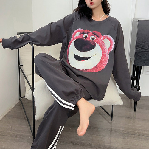 女纯棉卡通睡衣草莓熊