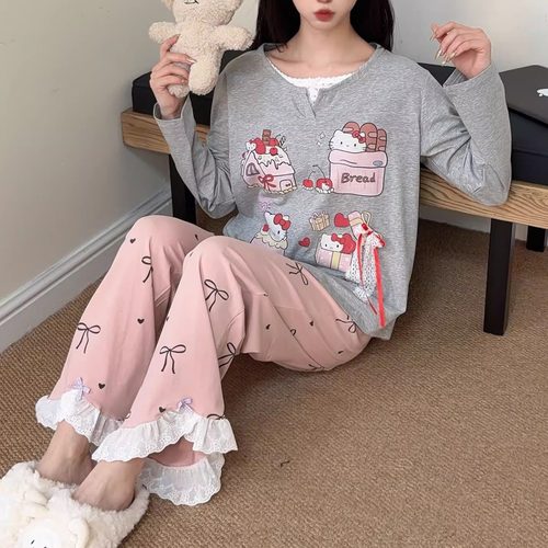 KITTY猫蕾丝花边春季薄款长袖