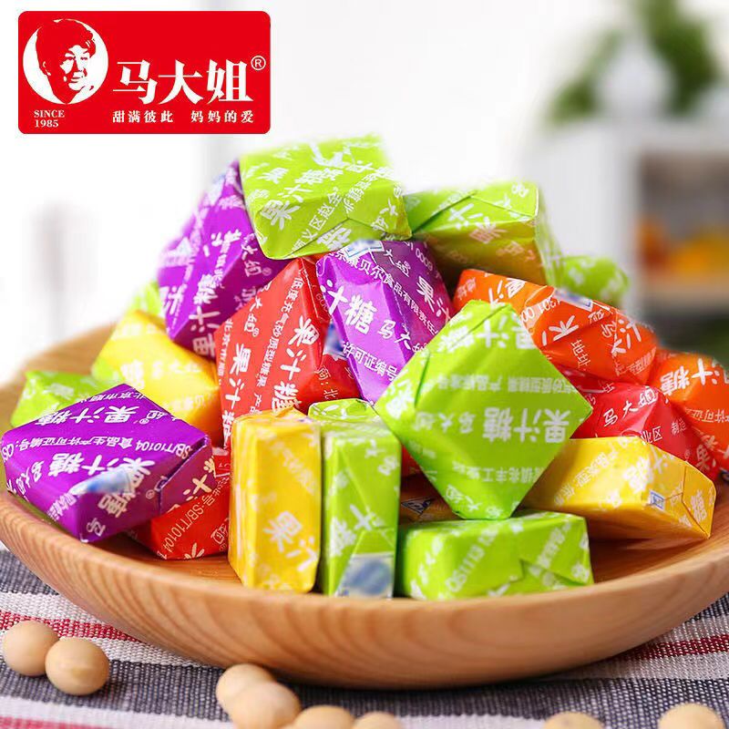 马大姐果汁糖500g多口味水果味软糖休闲零食结婚喜糖过年聚会糖果
