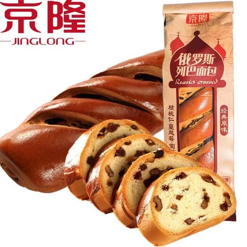 京隆俄罗斯列巴面包320g休闲零食办公室早餐糕点果仁坚果夹心面包