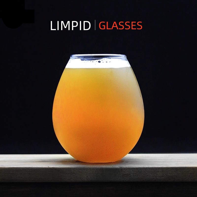 精酿啤酒杯圆形蛋杯球形杯ins风家用复古甜品杯简约透明可加logo