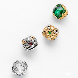 WUYIN无垠 文玩配饰混沌巨蛇系列新品-垠灵隔珠 925银22K金