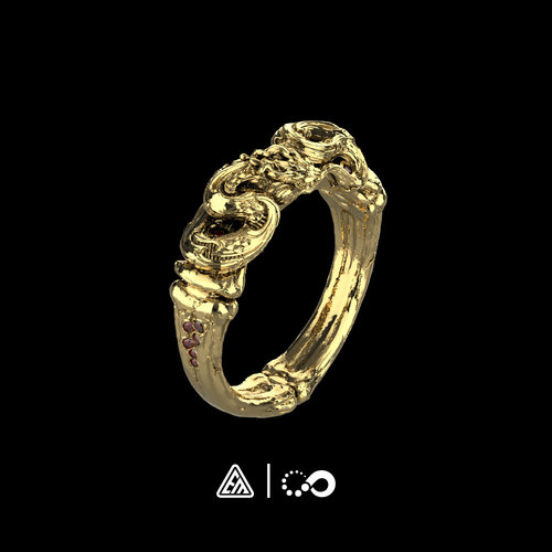 WUYIN无垠&EMLESS联名 三段骨巨蛇戒 925银18K金 原创设计