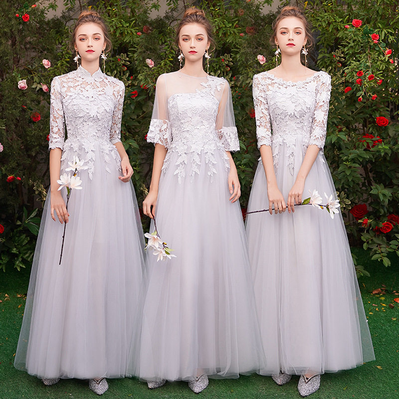 伴娘服2026新款姐妹团高级感小众简单大方成人主持人礼服裙女冬季