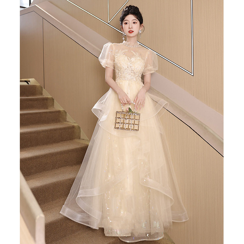 主持人晚宴气质礼服裙小众轻奢高端女成人礼订婚敬酒服新娘高级感