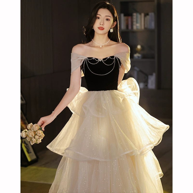 宴会晚礼服高端轻奢小众名媛毕业成人法式钢琴艺考合唱演出高级感