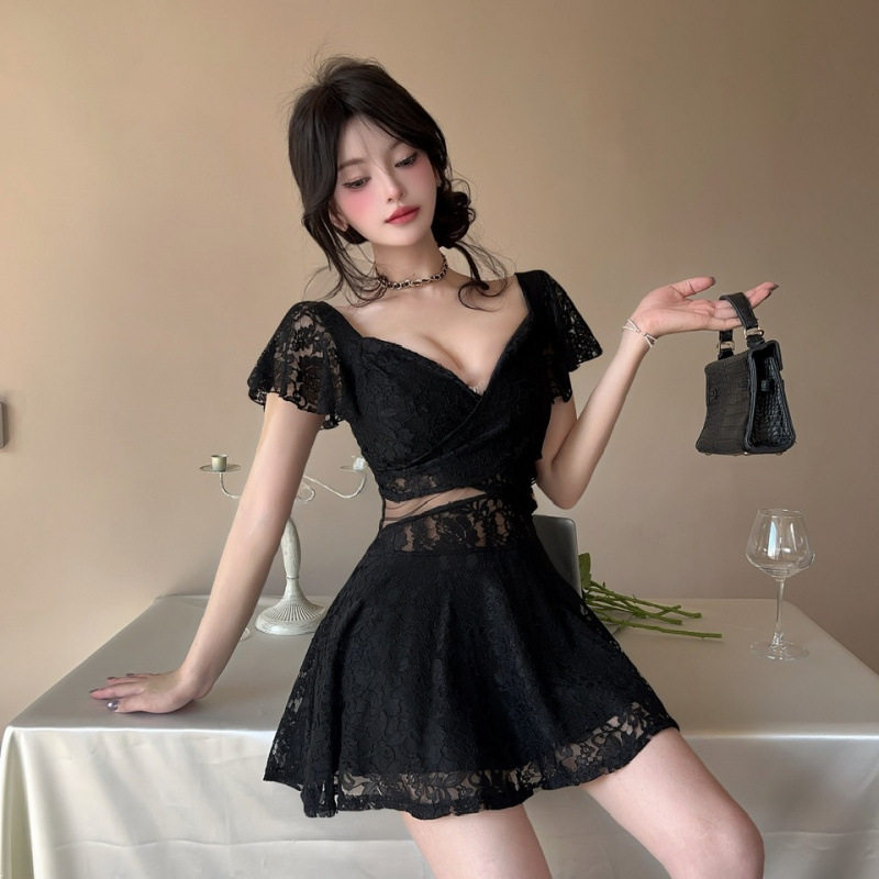 女技师工作服时尚夜总会性感女装低胸蕾丝连衣裙短袖夜场上班衣服