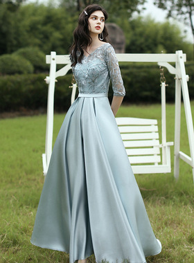 大合唱团晚礼服女主持人Lazada中东跨境长款连衣裙气质指挥演出服