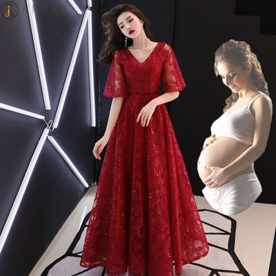 孕妇敬酒服新娘大码2026新款冬季红色结婚礼服长款回门孕妇晚礼服