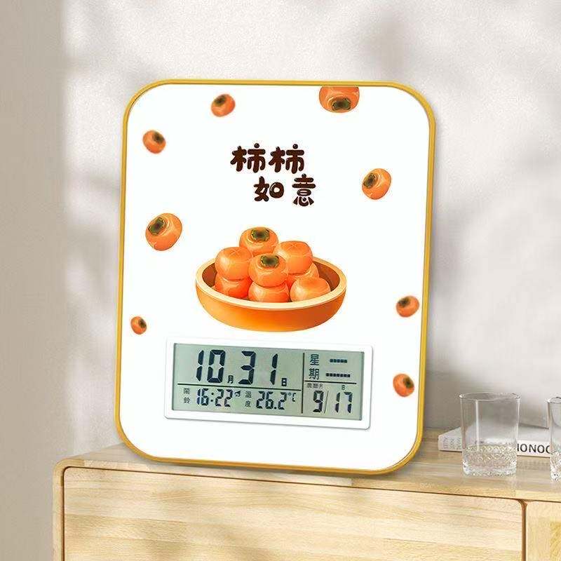 柿柿如意电子时钟摆台装饰画