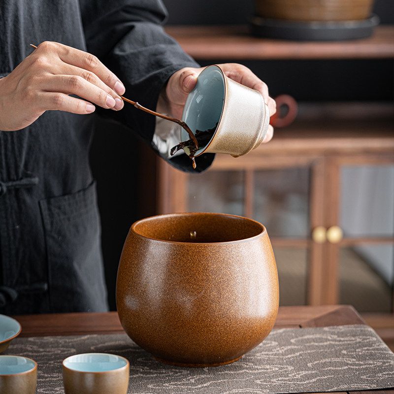 茶洗大号家用建水茶渣缸笔洗陶瓷茶具配件洗杯碗茶道零配水盂水洗