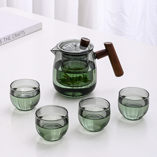 烟灰色家用水壶泡茶壶玻璃茶水分离器单壶过滤茶壶耐高温茶具套装