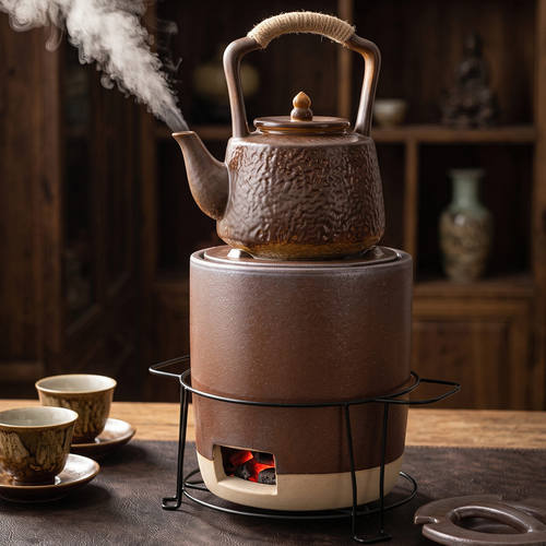富强炭炉家用老式土陶碳炉烧水煮茶壶套装封好棉围炉煮茶砂锅泥炉