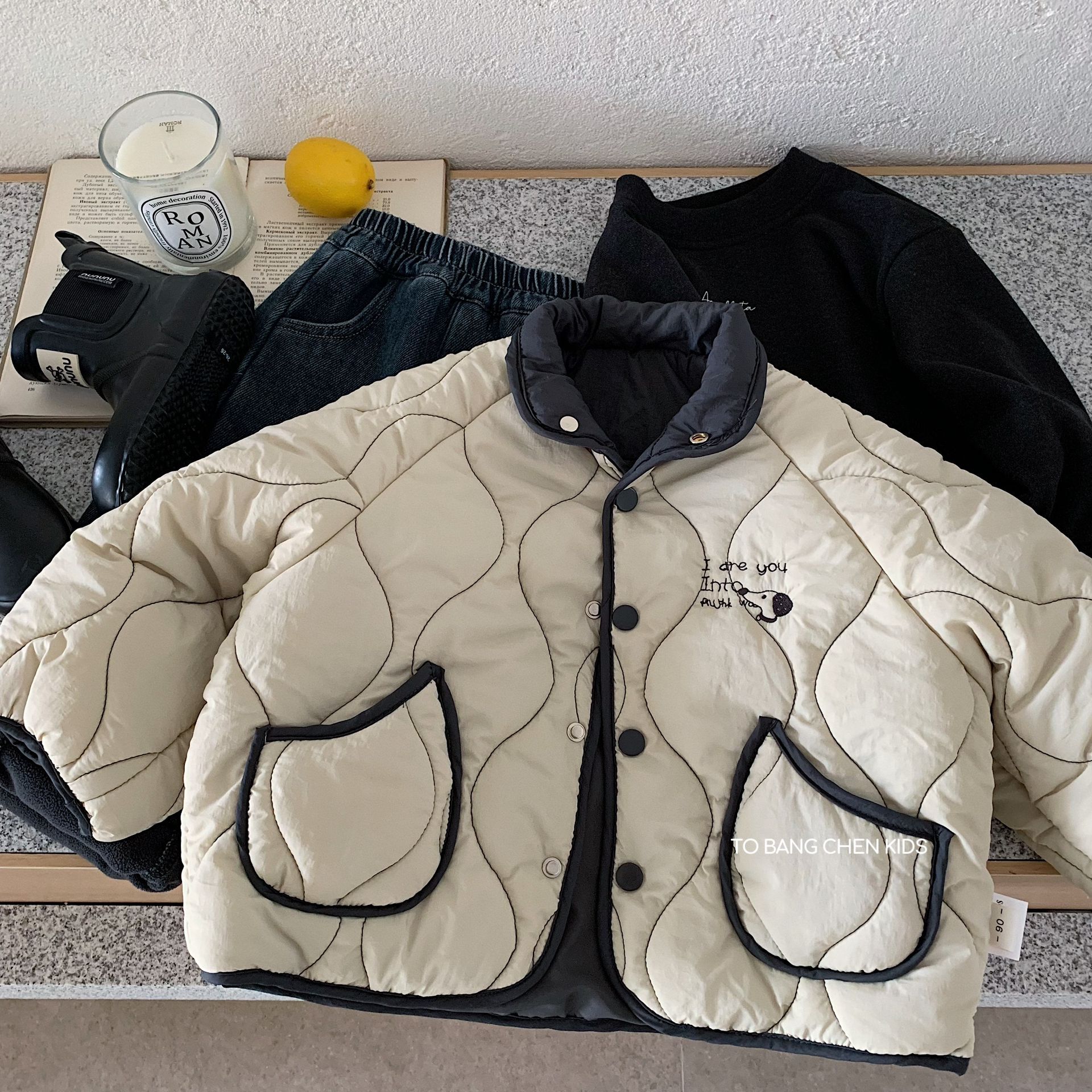 邦诚儿童棉衣2025冬季新款男女童刺绣小狗棉服中小童加厚冬装棉袄