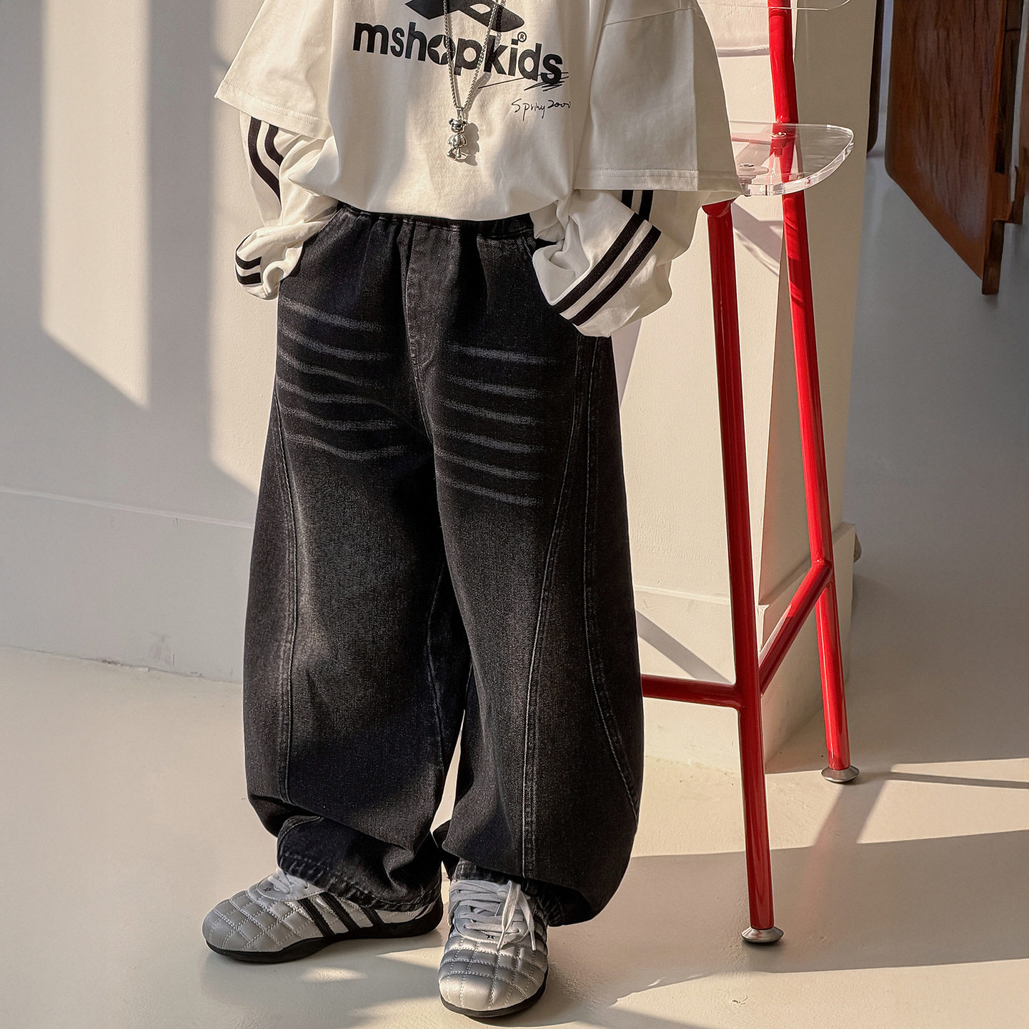 棉小铺男童牛仔裤儿童春季韩版2026新款潮酷宽松弯刀裤童装裤子