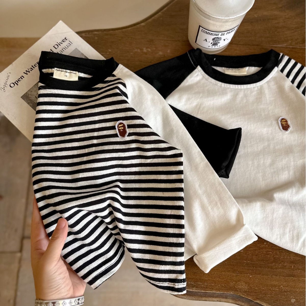 儿童t恤秋冬条纹打底衫男童长袖韩版女童上衣秋款2024童装新品