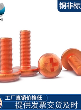 T2紫铜圆头十字螺丝导电红铜818圆机螺丝紫铜圆机M2M3M4M5M6M8M10