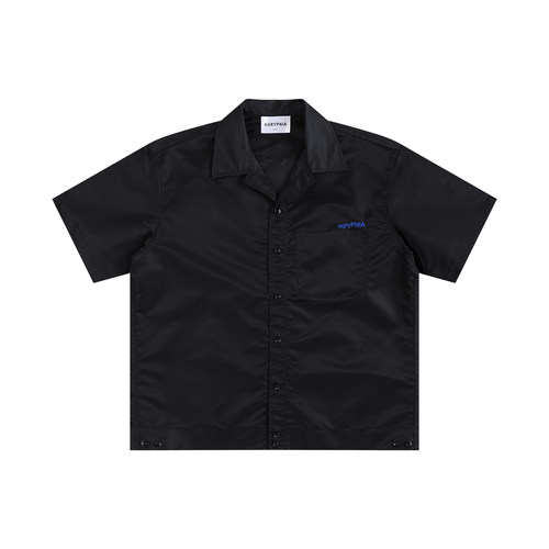 AGRYPNIA刺绣褶皱尼龙保龄球衬衫