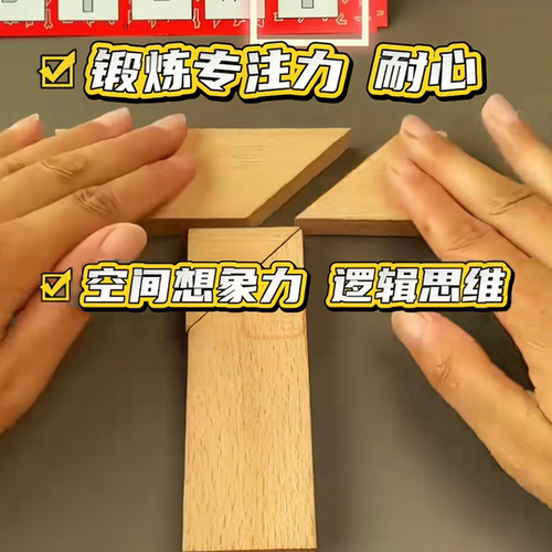 ｔ字板拼图全部图解木质T字迷四巧板成人学生智力百变七巧板拼板