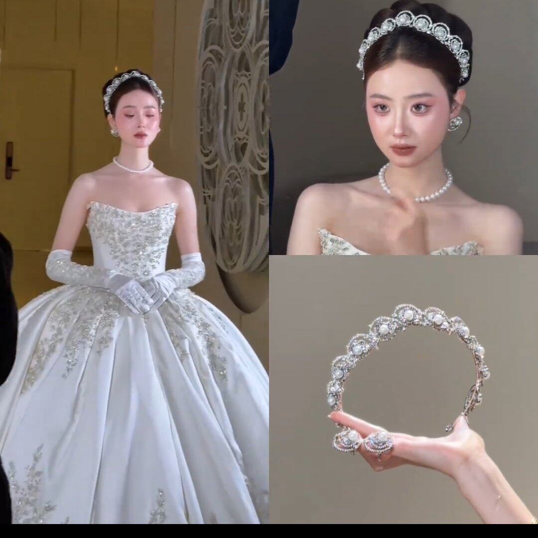 2026新款甜美玫瑰金王冠公主写真皇冠女舞会演出发饰优雅新娘头饰