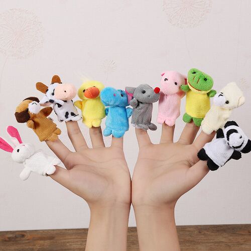 Baby Plush Toy Finger Puppets Tell Story Props 10pcs Animals