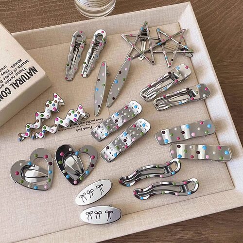4/24Pcs Silver Y2k Hair Clips for Women Elegant Metal Duckbi