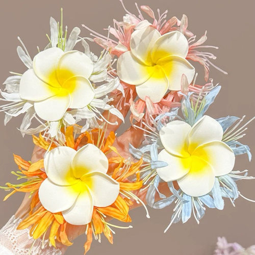 Hair Flower Clip Clips Hawaiian Plumeria Beach Flowers Claw